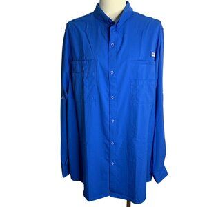 Columbia Tamiami PFG Button Down Shirt 3XL Tall Blue Vented Fishing Outdoors